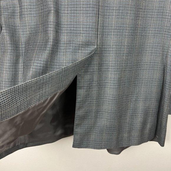 Chaps Sport Coat Blazer Jacket Mens 46L Gray Navy Houndstooth 2-Button Wool Silk - Picture 15 of 16